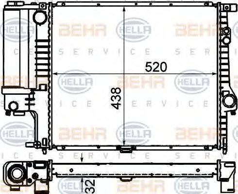 BEHR HELLA Service 8MK 376 711-134 - Радіатор, охолодження двигуна autocars.com.ua