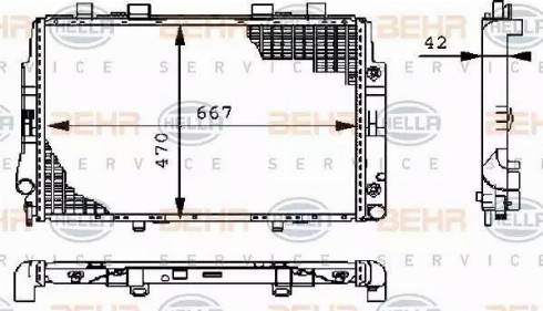 BEHR HELLA Service 8MK 376 711-174 - Радіатор, охолодження двигуна autocars.com.ua