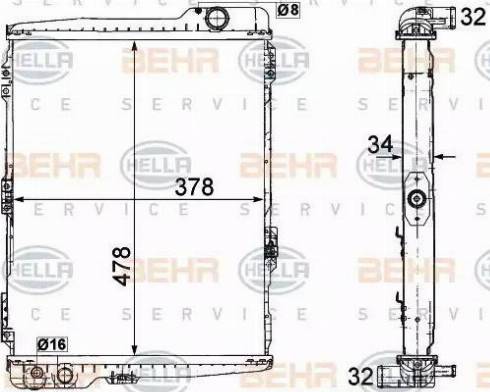 BEHR HELLA Service 8MK 376 711-274 - Радіатор, охолодження двигуна autocars.com.ua