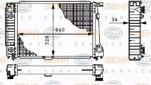 BEHR HELLA Service 8MK 376 711-421 - Радіатор, охолодження двигуна autocars.com.ua