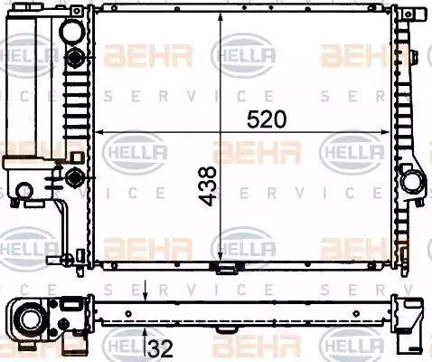 BEHR HELLA Service 8MK 376 713-104 - Радіатор, охолодження двигуна autocars.com.ua