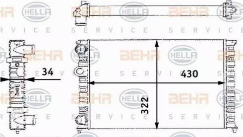 BEHR HELLA Service 8MK 376 713-744 - Радіатор, охолодження двигуна autocars.com.ua