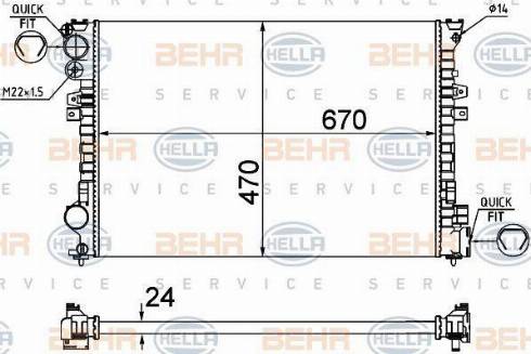 BEHR HELLA Service 8MK 376 719-235 - Радіатор, охолодження двигуна autocars.com.ua