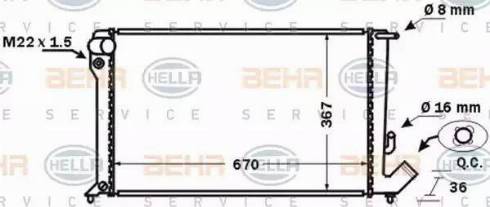 BEHR HELLA Service 8MK 376 724-711 - Радіатор, охолодження двигуна autocars.com.ua