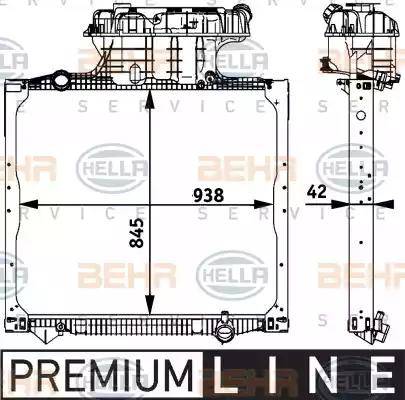 BEHR HELLA Service 8MK 376 728-661 - Радіатор, охолодження двигуна autocars.com.ua