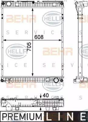 BEHR HELLA Service 8MK 376 730-621 - Радіатор, охолодження двигуна autocars.com.ua