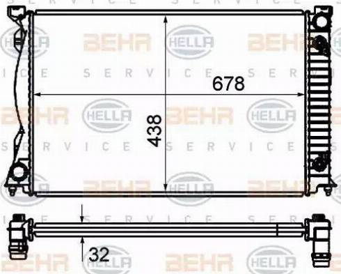 BEHR HELLA Service 8MK 376 735-011 - Радіатор, охолодження двигуна autocars.com.ua