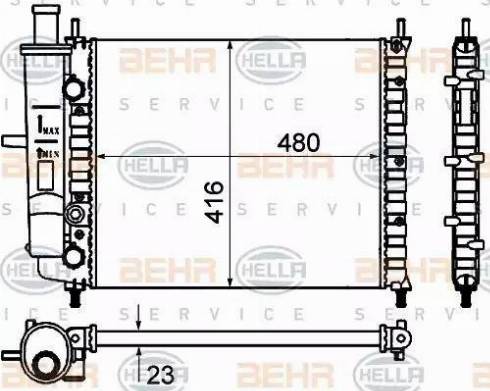 BEHR HELLA Service 8MK 376 735-111 - Радіатор, охолодження двигуна autocars.com.ua