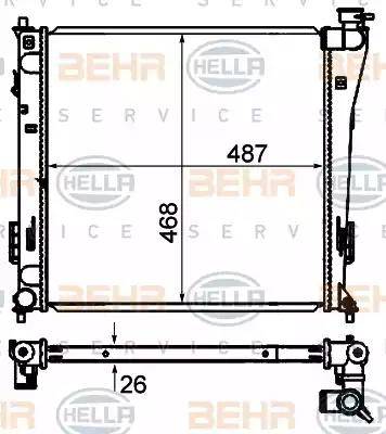 BEHR HELLA Service 8MK 376 735-271 - Радіатор, охолодження двигуна autocars.com.ua