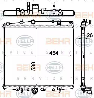 BEHR HELLA Service 8MK 376 735-311 - Радіатор, охолодження двигуна autocars.com.ua