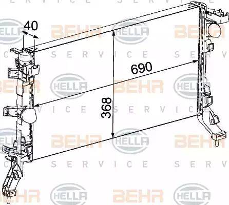 BEHR HELLA Service 8MK 376 745-201 - Радіатор, охолодження двигуна autocars.com.ua