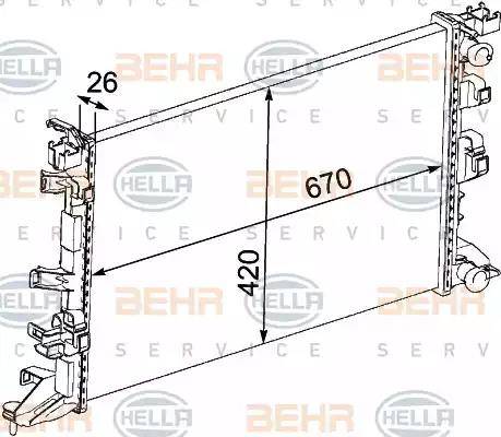 BEHR HELLA Service 8MK 376 745-221 - Радіатор, охолодження двигуна autocars.com.ua