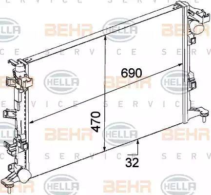 BEHR HELLA Service 8MK 376 745-711 - Радіатор, охолодження двигуна autocars.com.ua