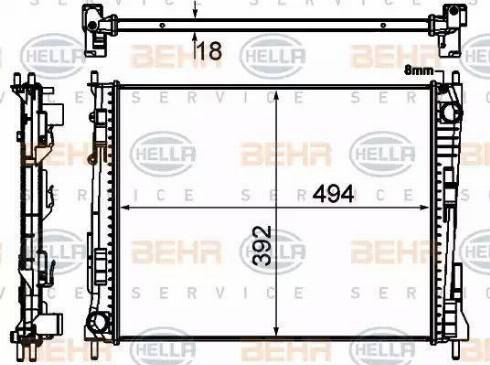 BEHR HELLA Service 8MK 376 746-751 - Радіатор, охолодження двигуна autocars.com.ua