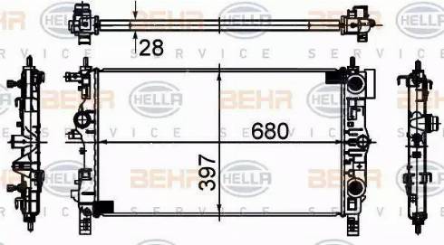 BEHR HELLA Service 8MK 376 749-861 - Радіатор, охолодження двигуна autocars.com.ua