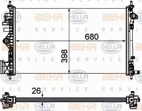 BEHR HELLA Service 8MK 376 754-331 - Радіатор, охолодження двигуна autocars.com.ua