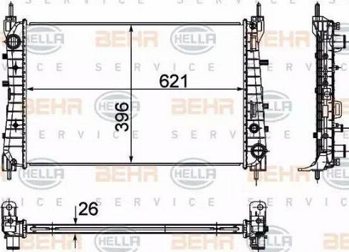 BEHR HELLA Service 8MK 376 756-511 - Радіатор, охолодження двигуна autocars.com.ua