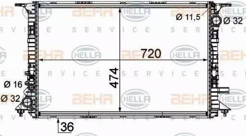 BEHR HELLA Service 8MK 376 756-684 - Радіатор, охолодження двигуна autocars.com.ua