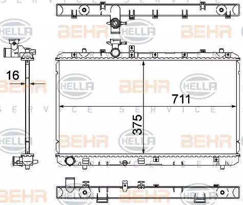 BEHR HELLA Service 8MK 376 762-741 - Радіатор, охолодження двигуна autocars.com.ua