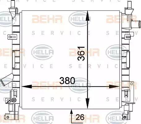 BEHR HELLA Service 8MK 376 764-251 - Радіатор, охолодження двигуна autocars.com.ua