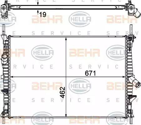 BEHR HELLA Service 8MK 376 764-504 - Радіатор, охолодження двигуна autocars.com.ua