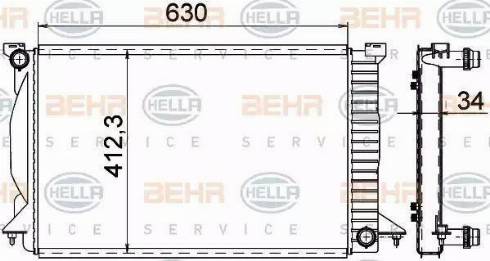 BEHR HELLA Service 8MK 376 766-334 - Радіатор, охолодження двигуна autocars.com.ua