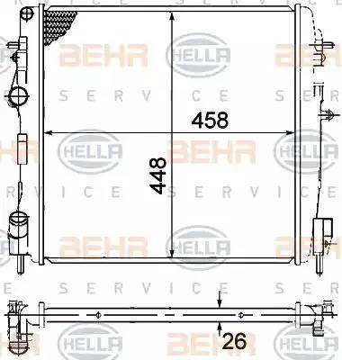 BEHR HELLA Service 8MK 376 771-791 - Радіатор, охолодження двигуна autocars.com.ua