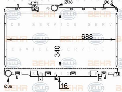 BEHR HELLA Service 8MK 376 775-604 - Радіатор, охолодження двигуна autocars.com.ua