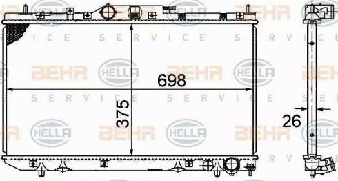 BEHR HELLA Service 8MK 376 781-051 - Радіатор, охолодження двигуна autocars.com.ua