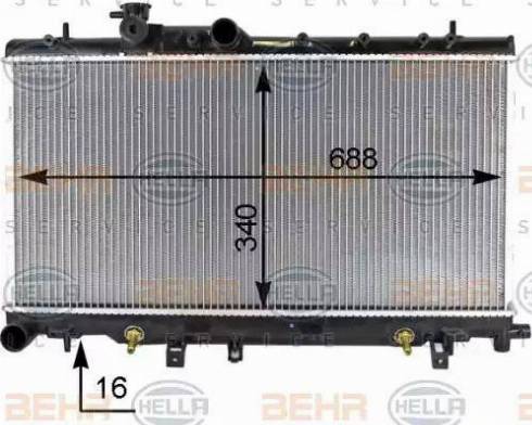 BEHR HELLA Service 8MK 376 787-661 - Радіатор, охолодження двигуна autocars.com.ua