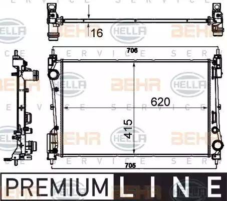 BEHR HELLA Service 8MK 376 788-781 - Радіатор, охолодження двигуна autocars.com.ua