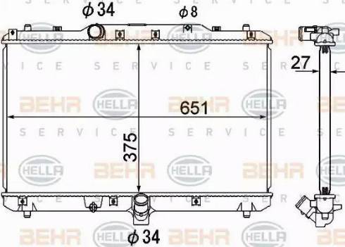 BEHR HELLA Service 8MK 376 790-251 - Радіатор, охолодження двигуна autocars.com.ua