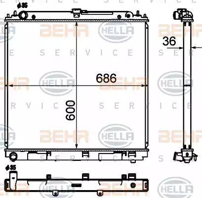 BEHR HELLA Service 8MK 376 790-311 - Радіатор, охолодження двигуна autocars.com.ua