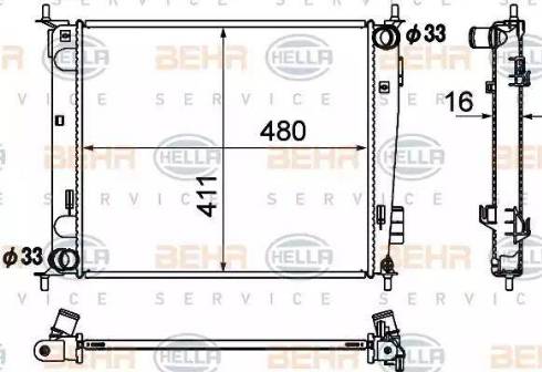 BEHR HELLA Service 8MK 376 790-421 - Радіатор, охолодження двигуна autocars.com.ua