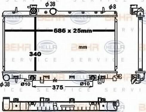 BEHR HELLA Service 8MK 376 792-381 - Радіатор, охолодження двигуна autocars.com.ua