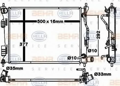 BEHR HELLA Service 8MK 376 792-391 - Радіатор, охолодження двигуна autocars.com.ua