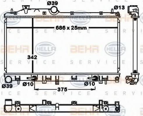 BEHR HELLA Service 8MK 376 792-411 - Радіатор, охолодження двигуна autocars.com.ua