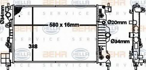BEHR HELLA Service 8MK 376 792-771 - Радіатор, охолодження двигуна autocars.com.ua