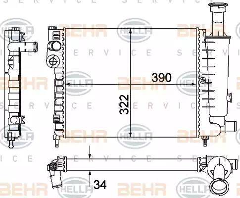 BEHR HELLA Service 8MK 376 901-121 - Радіатор, охолодження двигуна autocars.com.ua