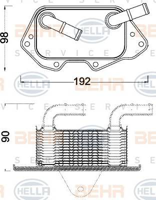 BEHR HELLA Service 8MO 376 797-021 - Масляний радіатор, рухове масло autocars.com.ua