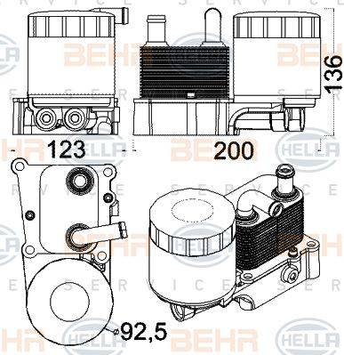 BEHR HELLA Service 8MO 376 797-071 - Масляний радіатор, рухове масло autocars.com.ua