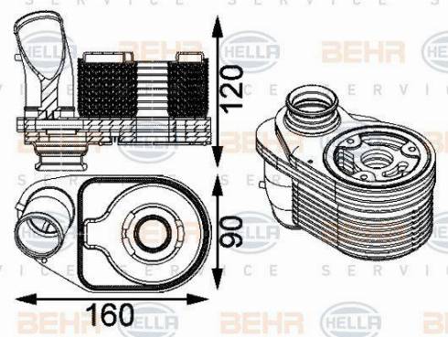 BEHR HELLA Service 8MO 376 797-201 - Масляний радіатор, рухове масло autocars.com.ua