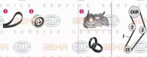 BEHR HELLA Service 8MP 376 801-881 - Водяний насос + комплект зубчатого ременя autocars.com.ua