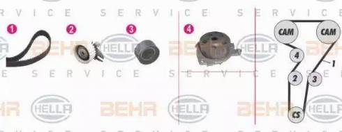 BEHR HELLA Service 8MP 376 802-891 - Водяний насос + комплект зубчатого ременя autocars.com.ua