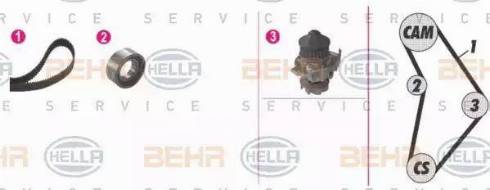 BEHR HELLA Service 8MP 376 803-821 - Водяной насос + комплект зубчатого ремня autodnr.net