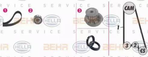 BEHR HELLA Service 8MP 376 803-841 - Водяний насос + комплект зубчатого ременя autocars.com.ua