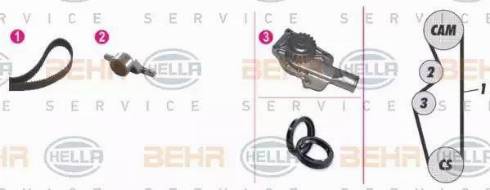 BEHR HELLA Service 8MP 376 803-871 - Водяний насос + комплект зубчатого ременя autocars.com.ua