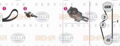BEHR HELLA Service 8MP 376 805-881 - Водяной насос + комплект зубчатого ремня autodnr.net