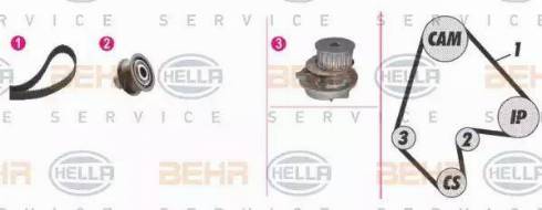 BEHR HELLA Service 8MP 376 805-891 - Водяной насос + комплект зубчатого ремня autodnr.net