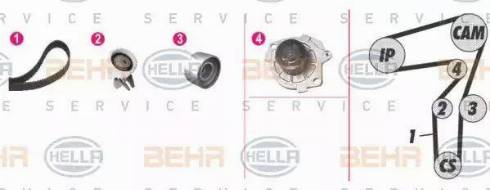 BEHR HELLA Service 8MP 376 806-881 - Водяний насос + комплект зубчатого ременя autocars.com.ua